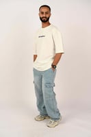 تيشرت اوفر سايز ابيض الكوكب