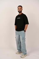 تيشرت اوفر سايز اسود صنع بكل حب