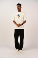 تيشرت اوفر سايز ابيض لوقو 3 قرشات