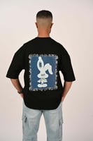 تيشرت اوفر سايز لون اسود I6N