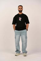 تيشرت اوفر سايز اسود لوقو im ok