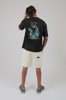 تيشرت اوفر سايز اسود S-159 بطبعة BUT FIRST