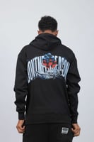 هودي اوفر سايز اسود بطبعة .