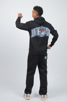 هودي اوفر سايز اسود بطبعة .