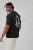 تيشرت اوفر سايز اسود S-159 بطبعة BUT FIRST