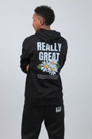 هودي اوفر سايز اسود بطبعة REALY