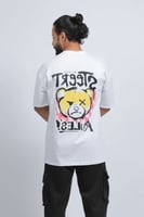 تيشرت اوفر سايز ابيض الدب الاصفر