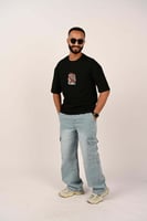 تيشرت اوفر سايز لون اسود بلوقو النمر