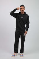 هودي اوفر سايز اسود بطبعة .