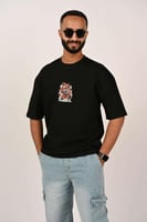 تيشرت اوفر سايز لون اسود بلوقو النمر