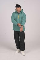 هودي اخضر اوفر سايز دبل كاب زلاجه