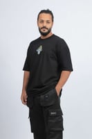 تيشرت اوفر سايز اسود لوقو قرد