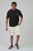 تيشرت اوفر سايز اسود S-159 بطبعة BUT FIRST