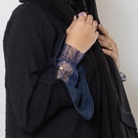 عباية سوداء سادة منقطة الكم دانتيل N1055