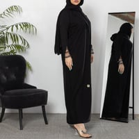 عباية سوداء صالونا سادة بدانتيل مطرز R1117