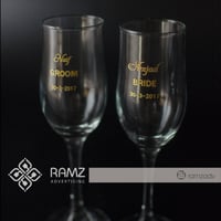 كاسات زجاج عصير للعروسين