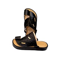 حذاء شرقي جلد طبيعي نقش نعام