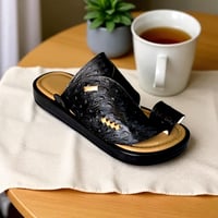 حذاء شرقي جلد طبيعي نقش نعام