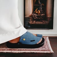 حذاء شرقي - نقش التمساح سماوي- وطني مرتفع