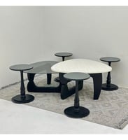 طقم طاولة 6 قطعه قاعدة خشب لون اسود سطح بديل رخام...