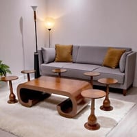 طقم طاولة خشب قشرة الجواز لون بني