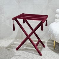 طاوله خدمه قابله للطي مخمل عنابي 59^45^45 سم