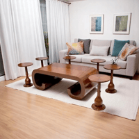 طقم طاولة خشب قشرة الجواز لون بني