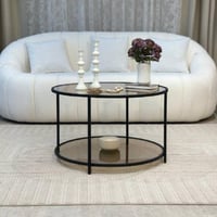 طاوله ضيافة دورين لون اسود زجاج بني