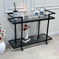 طاولة تقديم طعام دورين زجاج أسود شفاف