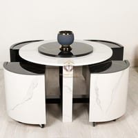 طقم طاولة ضيافة شكل عصري مع 4 طاولات خدمة حديثة لو...