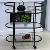 عربة تقدم 3 دور بيضاوية شفافة