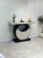 كونسول مدخل بديل الرخام بقاعدة خشبية فاخرة