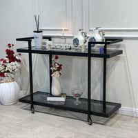 طاولة تقديم طعام دورين زجاج أسود شفاف