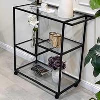 عربية تقديم رخيصة حديد أسود زجاج شفاف 3 دور