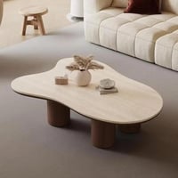 طاولة ضيافة قاعدة خشب بني سطح بديل رخام