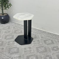 طاولة خدمة شكل سداسي سطح بديل حجر ملمس خشن قاعده خ...