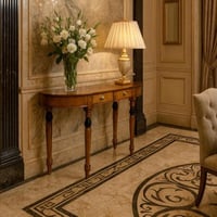 مدخل خشب بني مع 2 أدراج