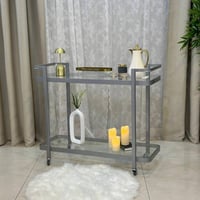 عربة خدمة فضي زجاج شفاف