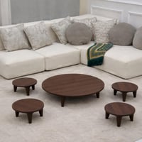 طقم طاولات خدمه خشب بني شكل دائري