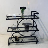 عربة ضيافة زجاجية زجاج دائري