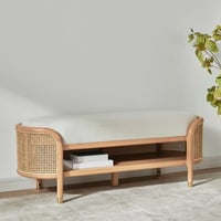 مقعد بنش قماش بمساحة تخزين