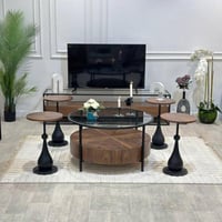 طقم طاوله خشب قشر الجوز