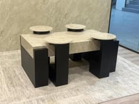 طقم طاولة ضيافة بديل رخام مع 4خدمه لون اسود