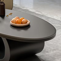 طاولة قهوة بيضاوية بقاعدة خشبية