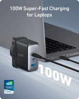 انكر شاحن جداري بقوة 100 واط بمنفذين تايب سي بتقني...