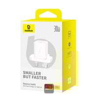 بيسوس شاحن جداري GaN5 ميني تايب سي 30 واط ابيض