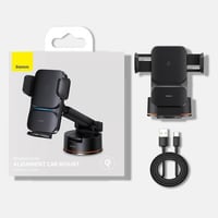 بيسوس حامل جوال وشاحن لاسلكي 15 واط – أسود