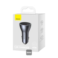 بيسوس شاحن سيارة 65 واط 3 منافذ - رمادي غامق