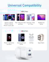 شاحن جداري انكر 323 بقوة 33 واط بمنفذ تايب سي ومنف...