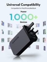 راف باور شاحن جداري نحيف بقوة 100 واط بمنفذين تايب...